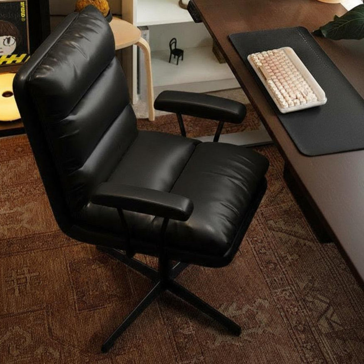 Comfortable padding Ergonomic Rolling Chair 360-Degree rotate Computer Seat Adjustable Height Office Furniture Minimalist design for Home Workers, Students, Adults, Study Room, Bedroom