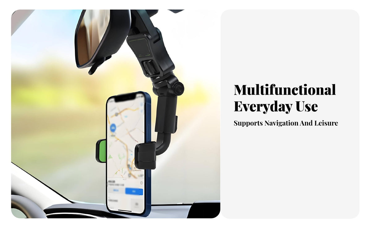 Car Mirror Phone Holder 360° Rotation Adjustable Car Phone Mount Adjustable Cellphone Cradle Hands-Unrestricted