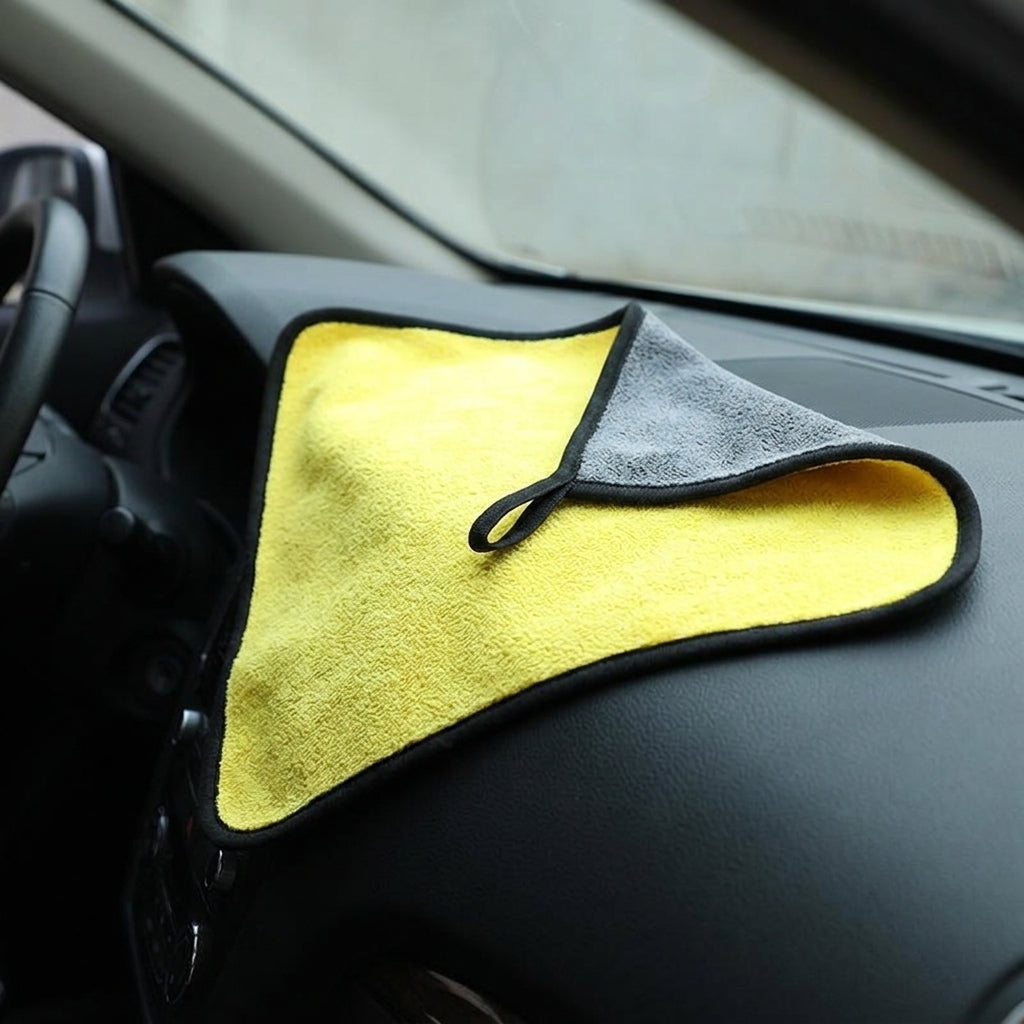 Double Sided Car Drying Towel and Microfibre Cloth, 400-600 GSM Microfibre Towel 30cm x 30cm, High Absorbency Multi-Purpose Tool for Car Care