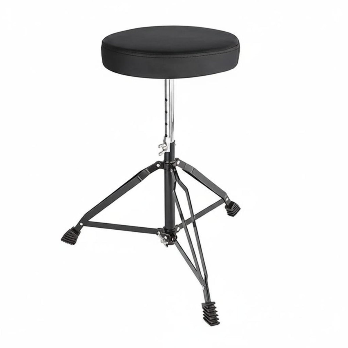 Collapsible Design Adjustable Drum Throne Non-Slip Rubber Feet Padded Round Drum Stool for Drummers, Beginners