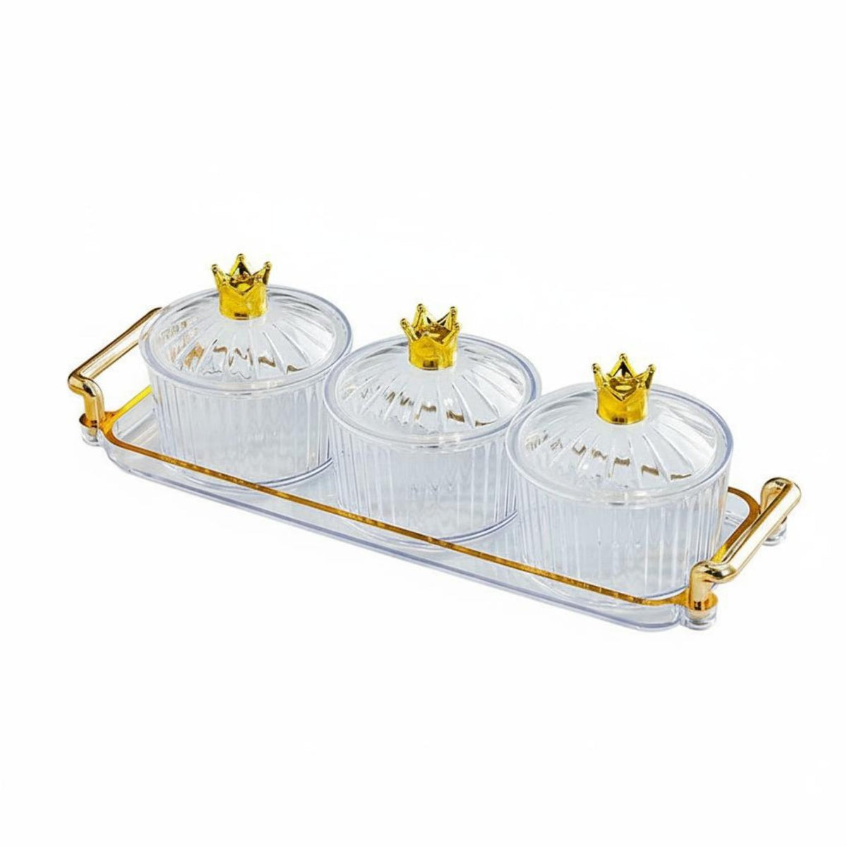 Compartmentalized Lidded Snack Container Set Elegant Design Multi-Compartment Snack Dish Great Gift Compartment Serving Dish with Tray Removable Bowls for Parties, Family Gatherings, Holidays, Living Room