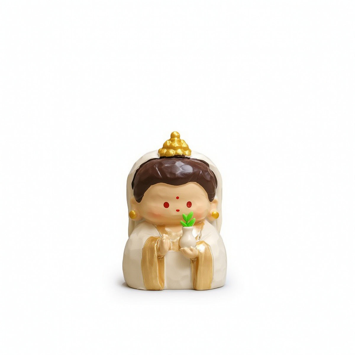 Painted Resin Figurine Spiritual Deity Figurine with Accessories Miniature Deity Statue Colorful Compact for Collectors, Desk