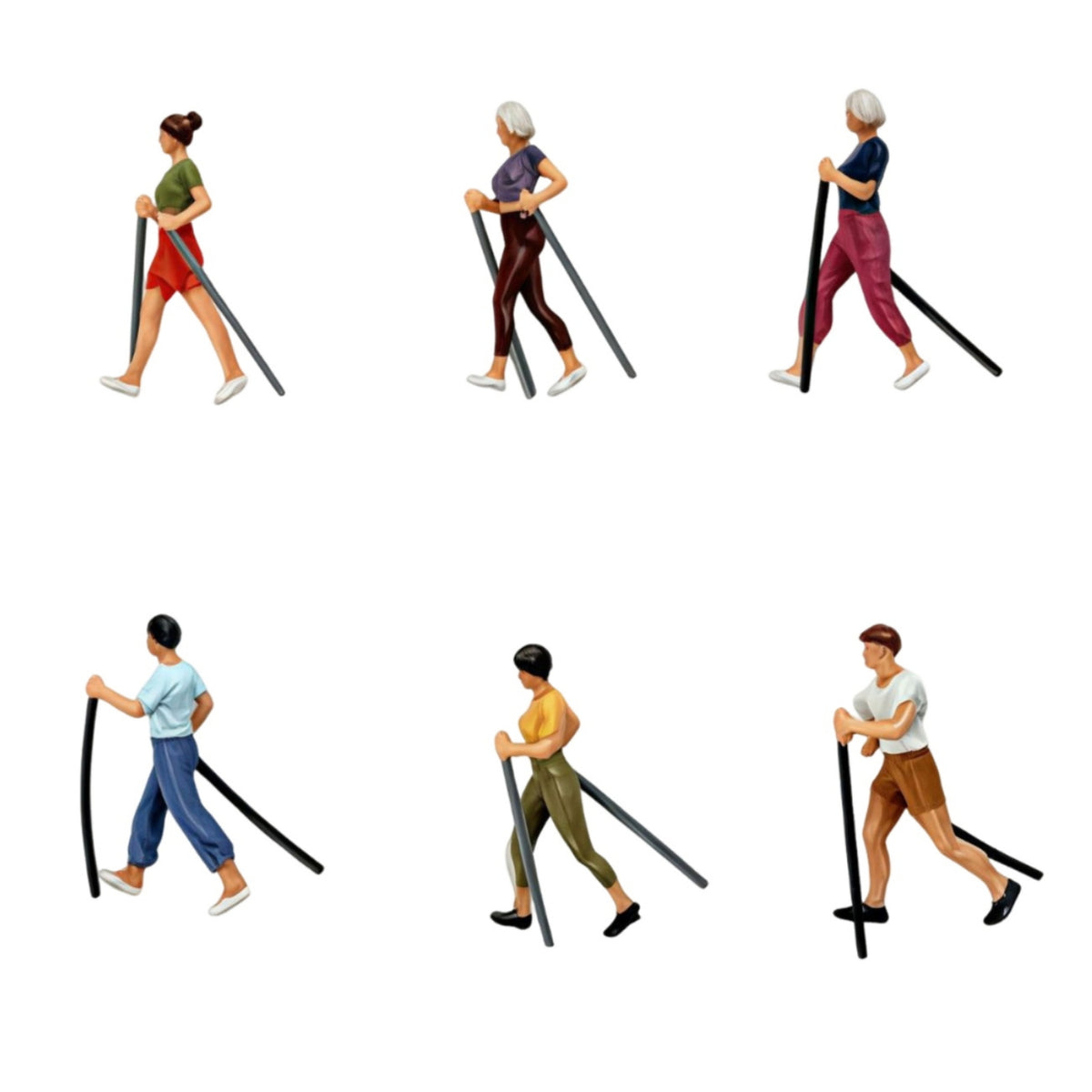 6 Pieces 1/87 Skiing Figures with Skis Painted Miniature Skiers Collectible Ski Figure for Hobbyists, Winter Scene, Scenic Decoration