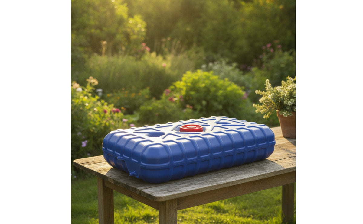 Compact Solar Water Tank Ribbed Plastic Water Tank Molded Container Heat Resistant for Campers, Rooftop, Farmyard