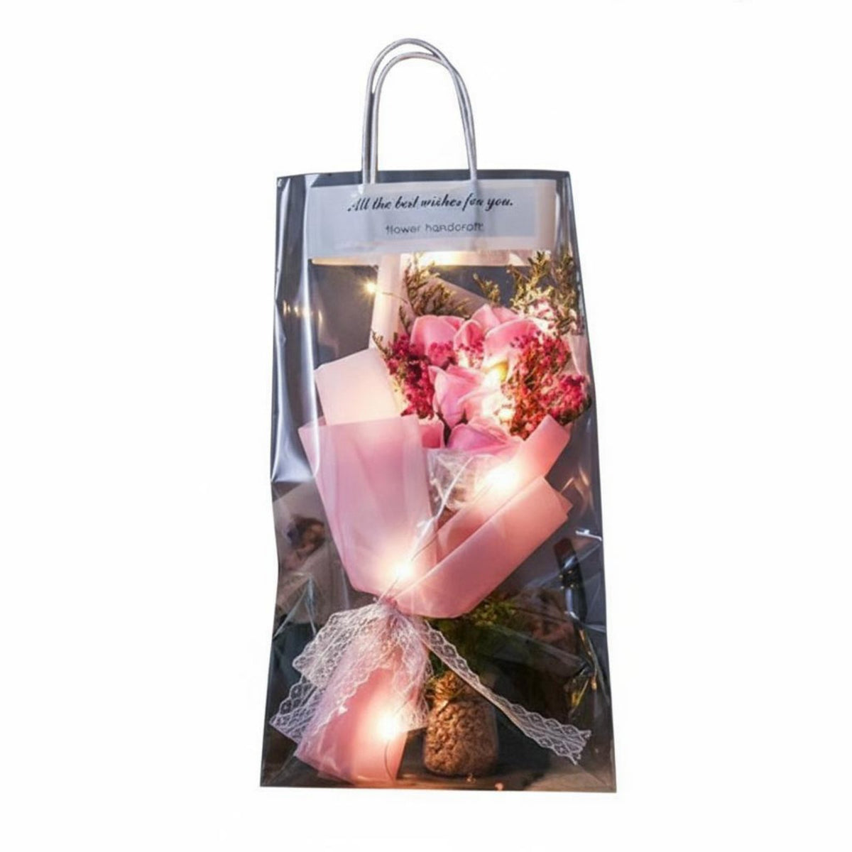 Romantic Soap Flower Arrangement Long-Lasting Handheld Flower Gift Bag Scented House Decoration Gentle Fragrance for Women, Mom, Girlfriend, Valentine's Day, Anniversary, Home Decor, Photo Prop