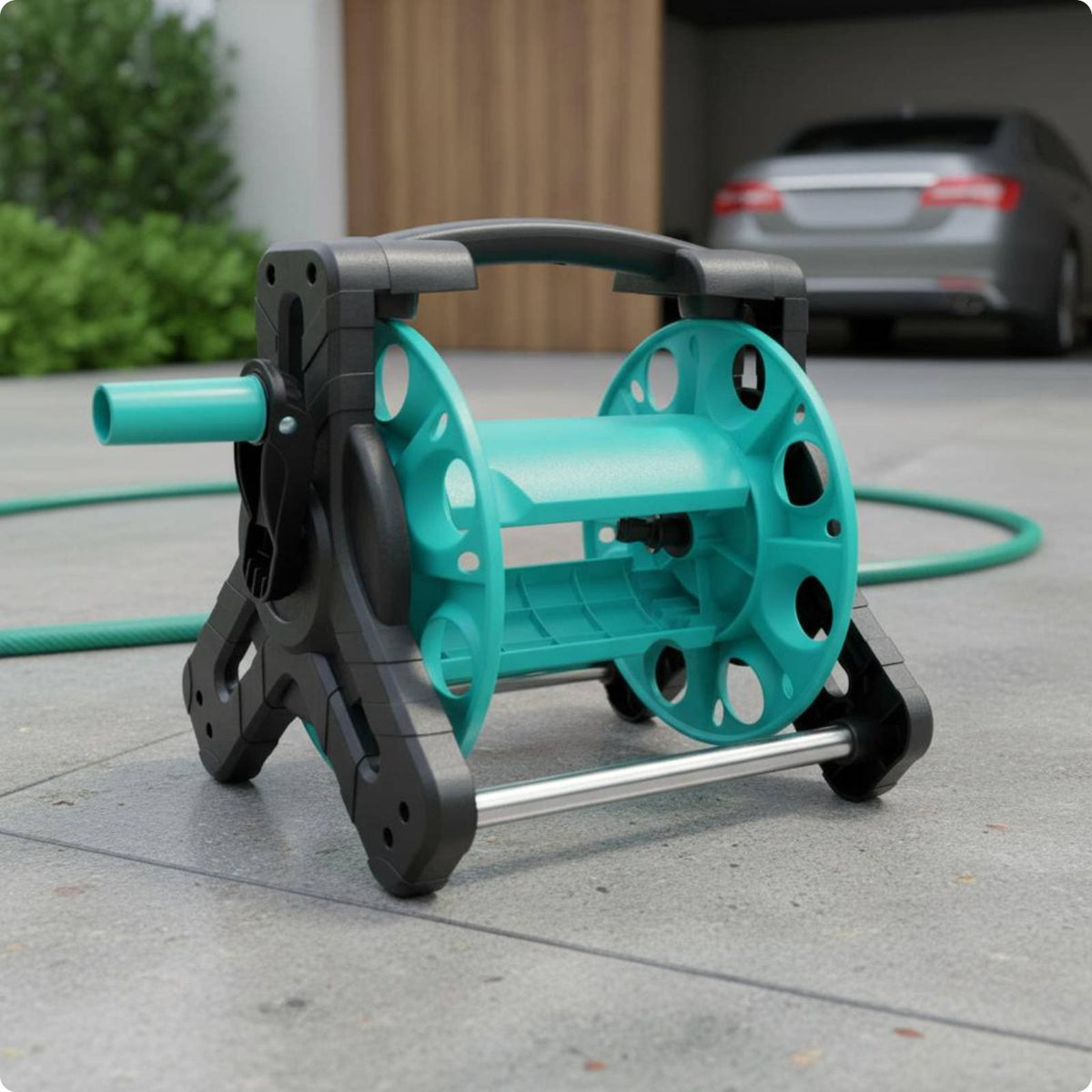 Garden Hose Reel Cart Sturdy Frame Outdoor Watering Tool Weather-Resistant