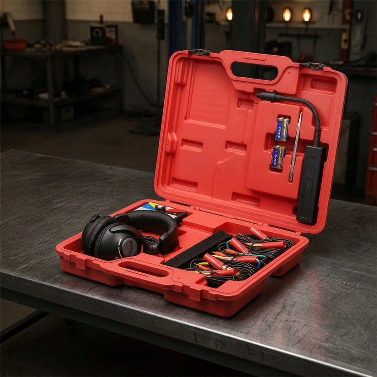 Professional Automotive Electronic Stethoscope 6-Channel Electronic Stethoscope Wired Engine Noise Locator Heavy-Duty for Mechanics