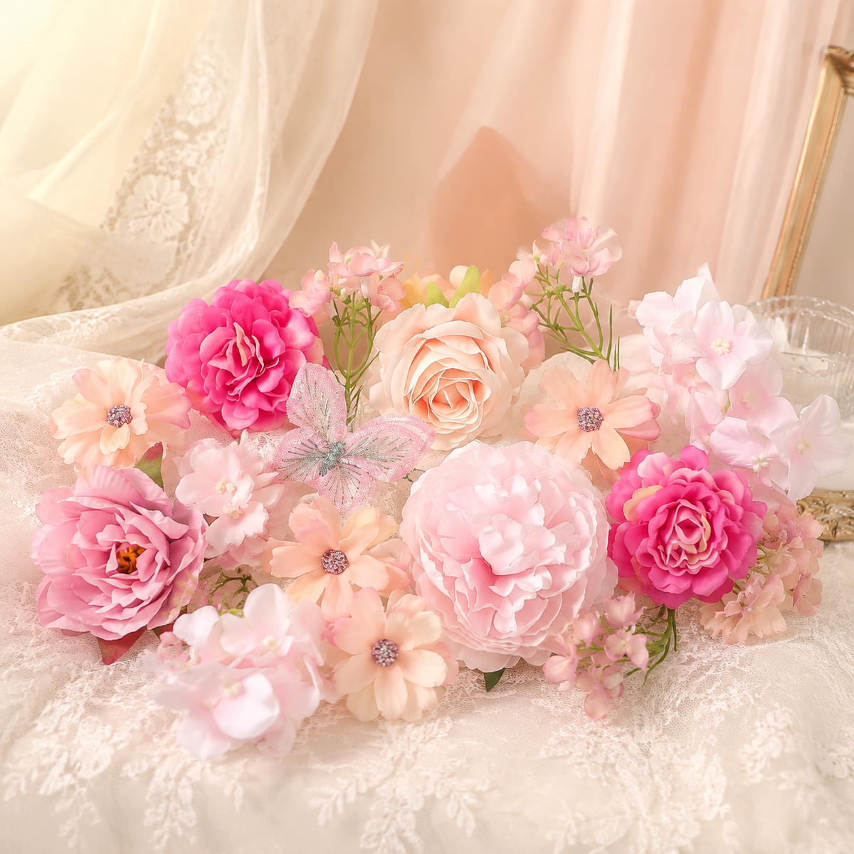 Flower Artificial Flowers for Wedding, Synthetic Material Embossed Flower Heads, Artificial Flowers for Home Decoration, Outdoor Festival Decor