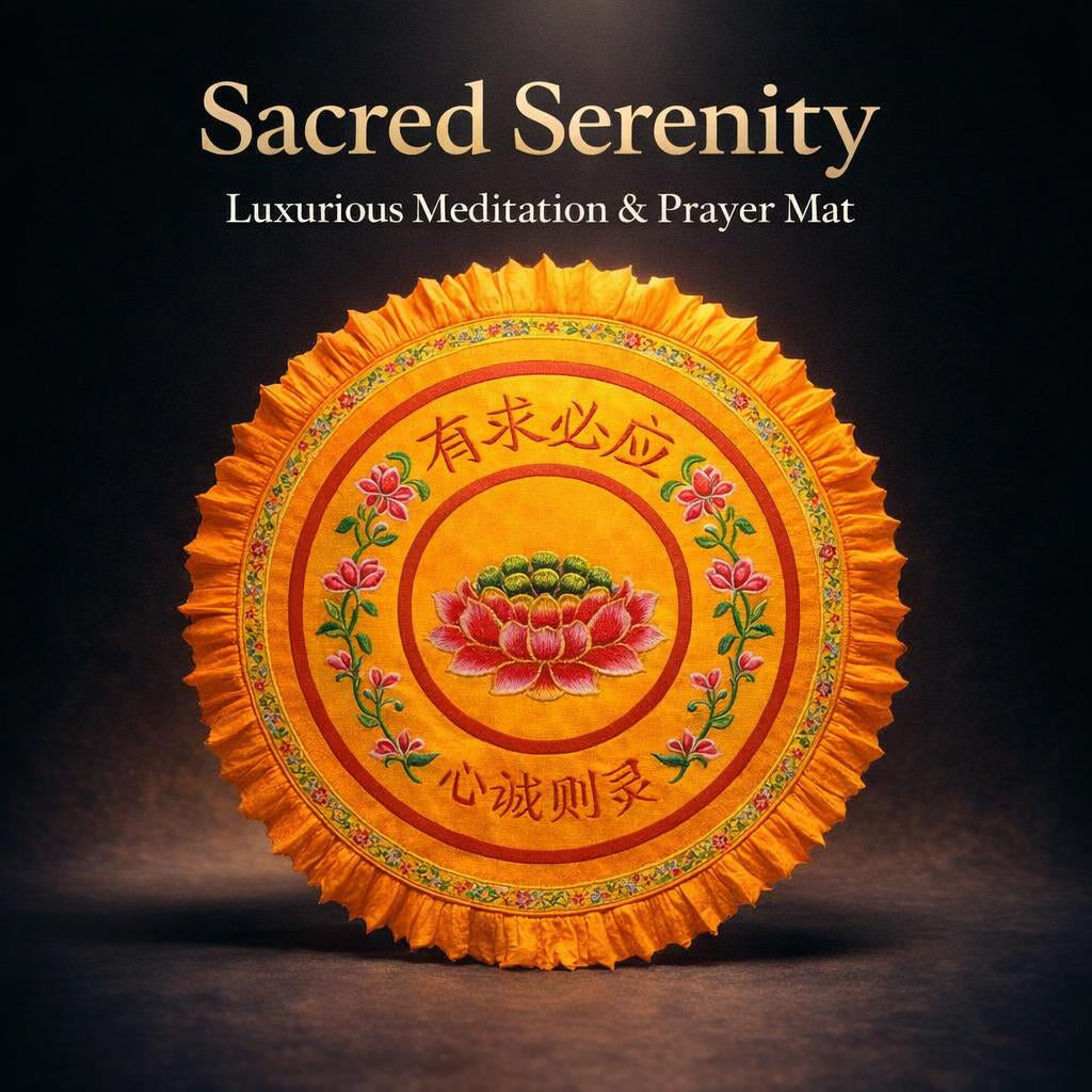 Round Buddhist Prayer Kneeling Cushion Floor Mat, Meditation Pad Thick Padded, Satin Floral Design New Chinese Style for