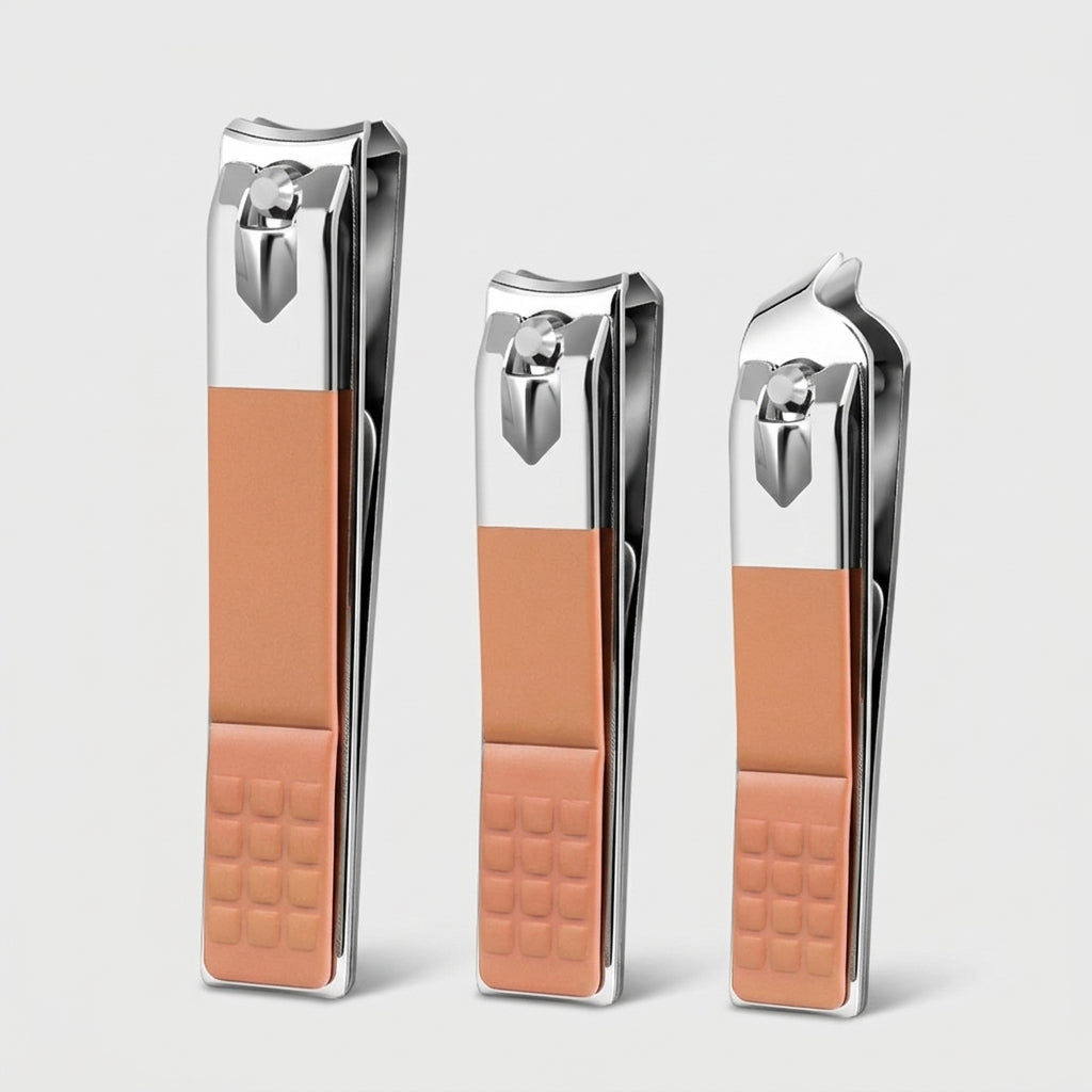 Professional Nail Clippers with Catcher for Adults, Carbon Steel Set with Case for Travel and Home Use, Baked Paint Finish