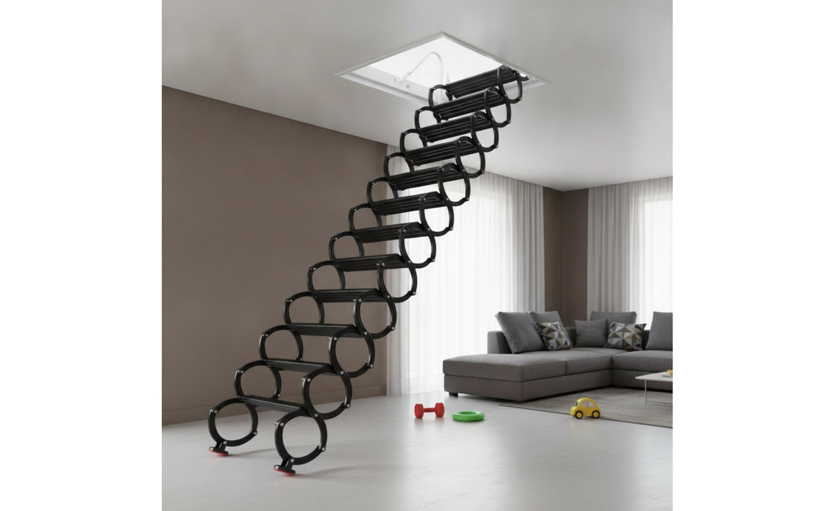 Wireless Control Retractable Attic Stairs Pull down Electric Attic Ladder Indoor Retractable Loft Stairs Sturdy for Homeowners