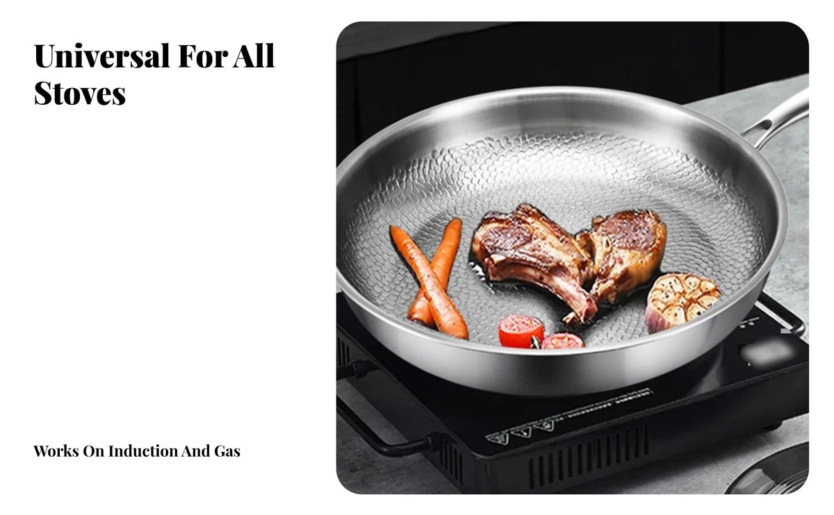Hammered Non-Stick Skillet Coating-without Hammered Pan Non-Stick Skillet Easy to Clean Stainless Steel Frying Pan
