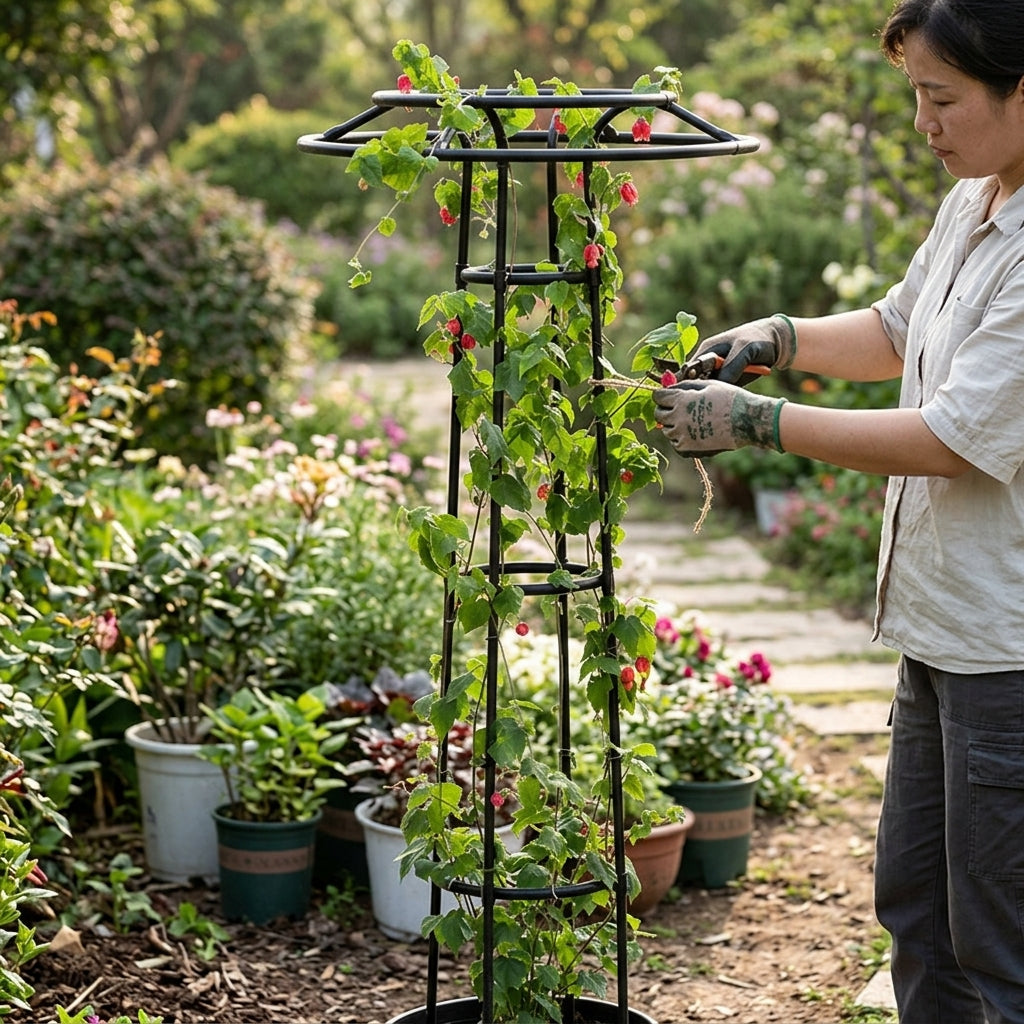 Garden Decor Umbrella Garden Trellis for Climbing Plants, Heavy Duty Metal Plant Support for Indoor Use, Tall 225cm with Flat Hoop Top Design