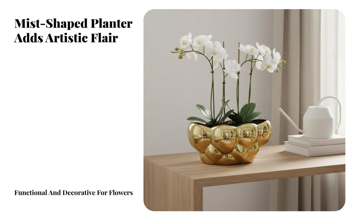 Ceramic Planter Creative Design Nordic Design Flower Basin Glossy Finish Decorative Plant Pot for Florists, Gardeners, Living Room, Balcony