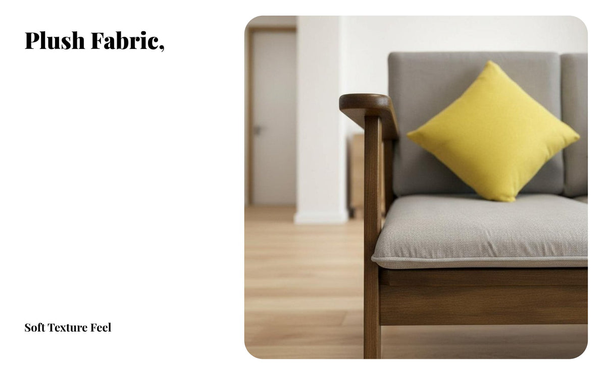 3-Seater Wood Frame Sofa Minimalist Design 3-Person Sofa comfortable Feel Living Room Furniture for Guesthouse managers, Small Apartment Dwellers, Bedroom