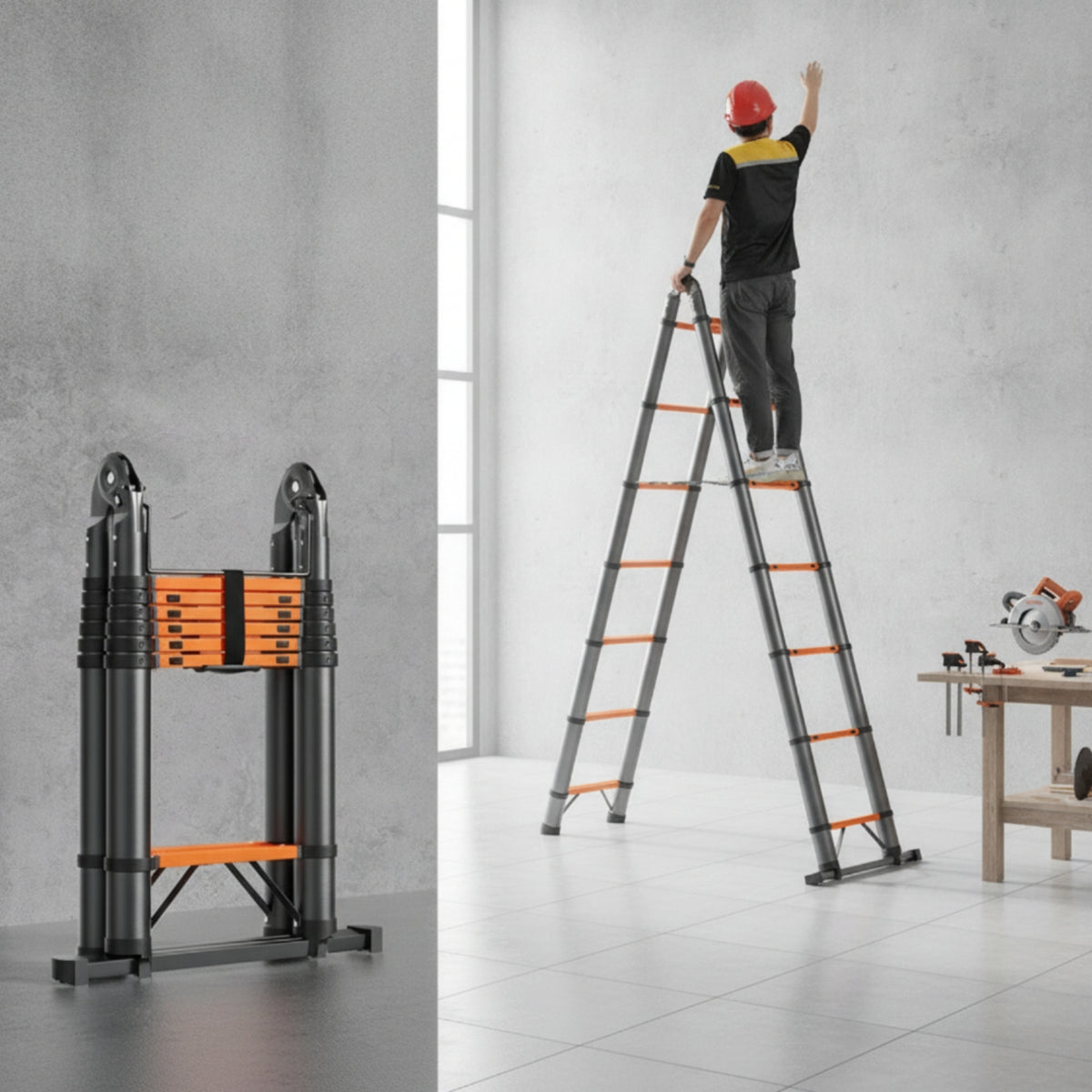 Multifunction Ladder Folding Ladder Adjustable for Amateur Renovators, Homeowners, Home Repairs, Maintenance, Painting