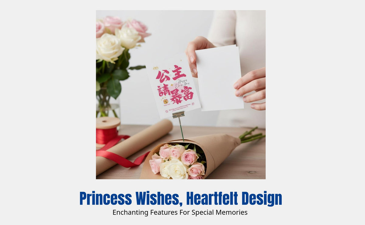 Princess Series Greeting Card, Cute Pastel Postcard, Customizable Blessing, Flower Arrangement Companion, Holiday, Elegant Gift