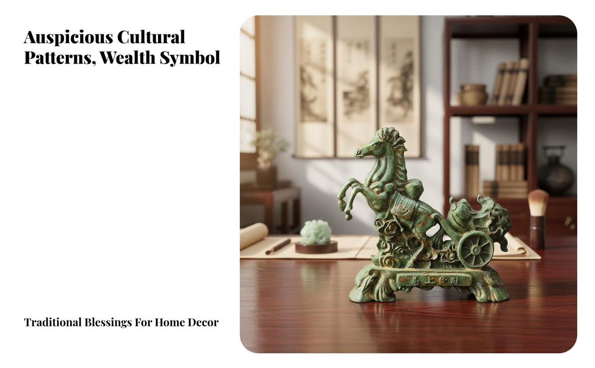 Horse Pulling Cabbage Figurine Tea Pet Antique Bronze Horse Sculpture Handmade for Collectors, Feng Shui Enthusiasts, Desktop, Office