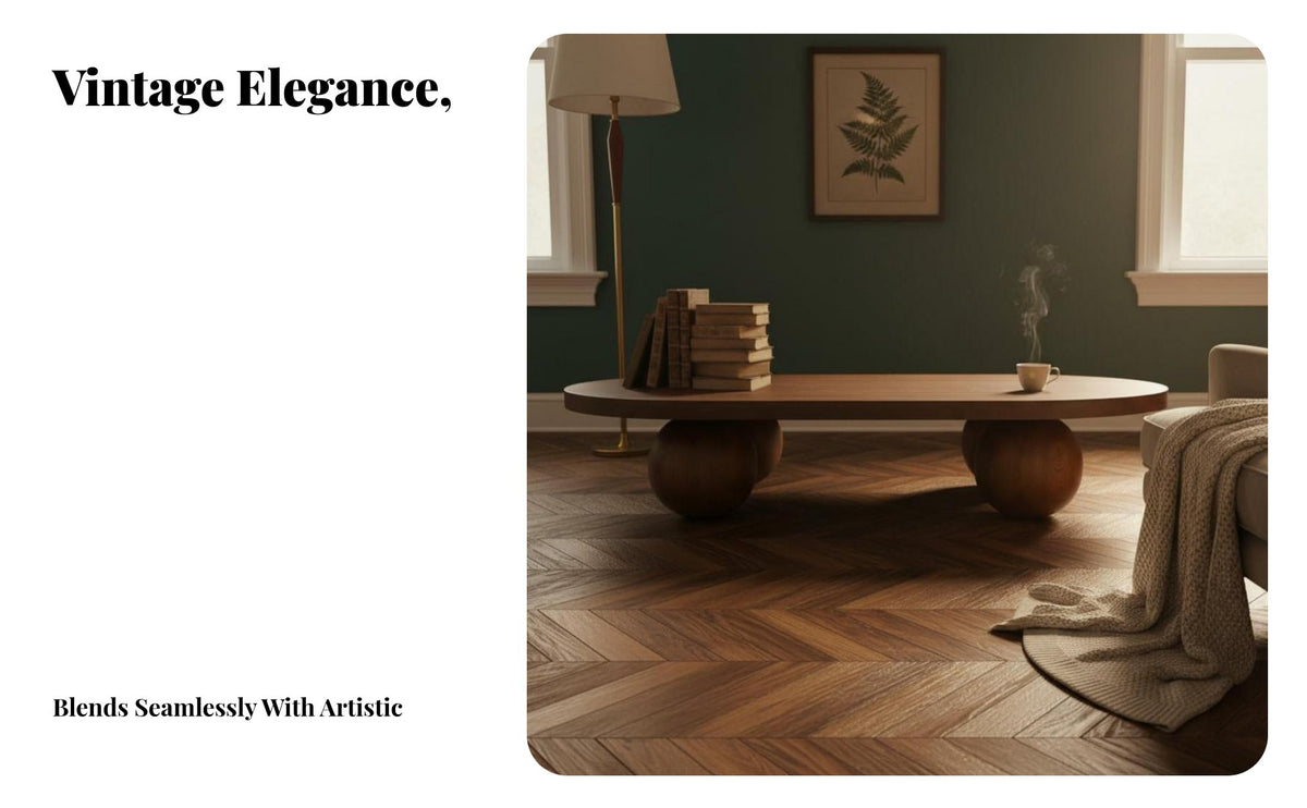 Oval Coffee Table Wabi-Sabi Aesthetic Oval Tripod Table Vintage Inspired Household Furniture for Homeowners, Interior Designers, Study, Reception Area