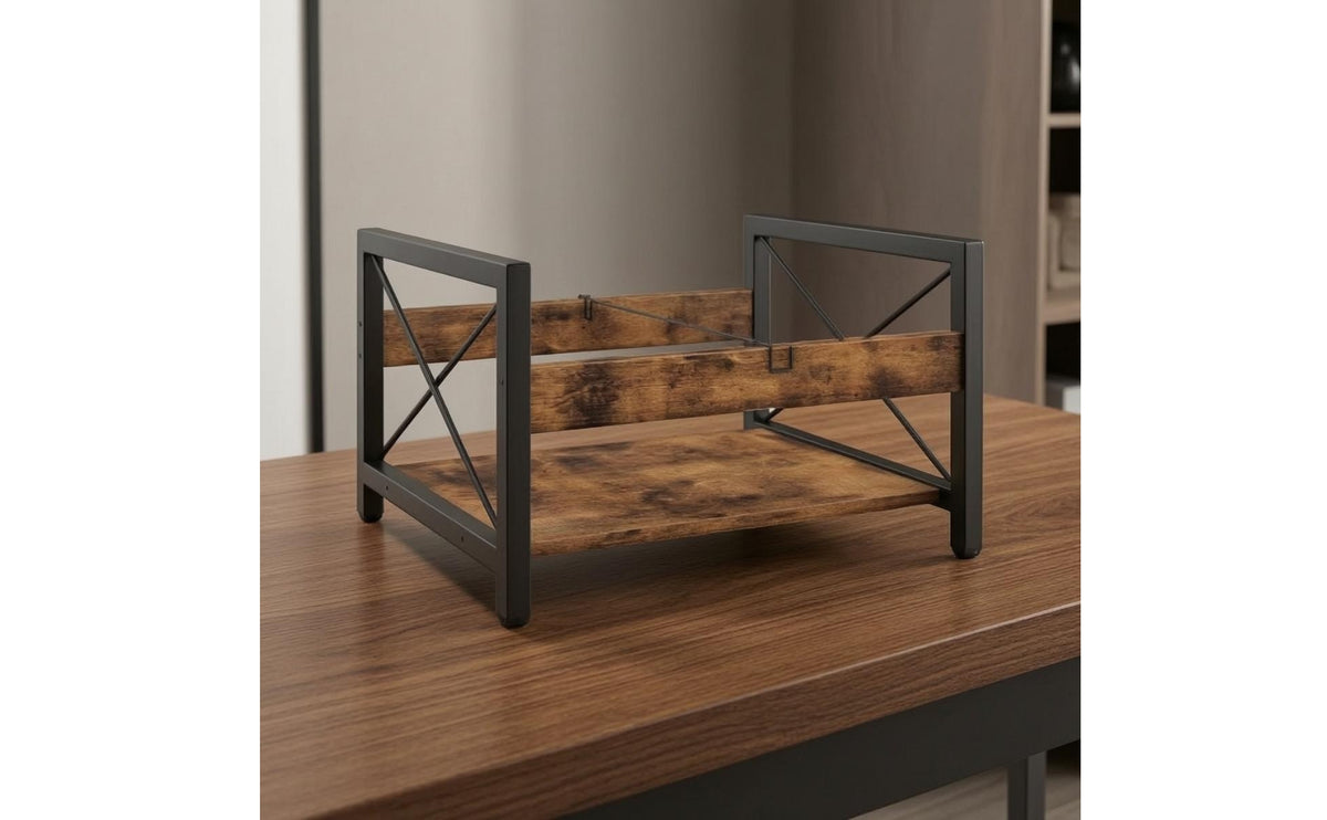 Vinyl Records Holder with Divider Open-Frame Vinyl Records Storage with Divider Vintage-Style Desktop Organizer for Music Lovers, Home Office, Study