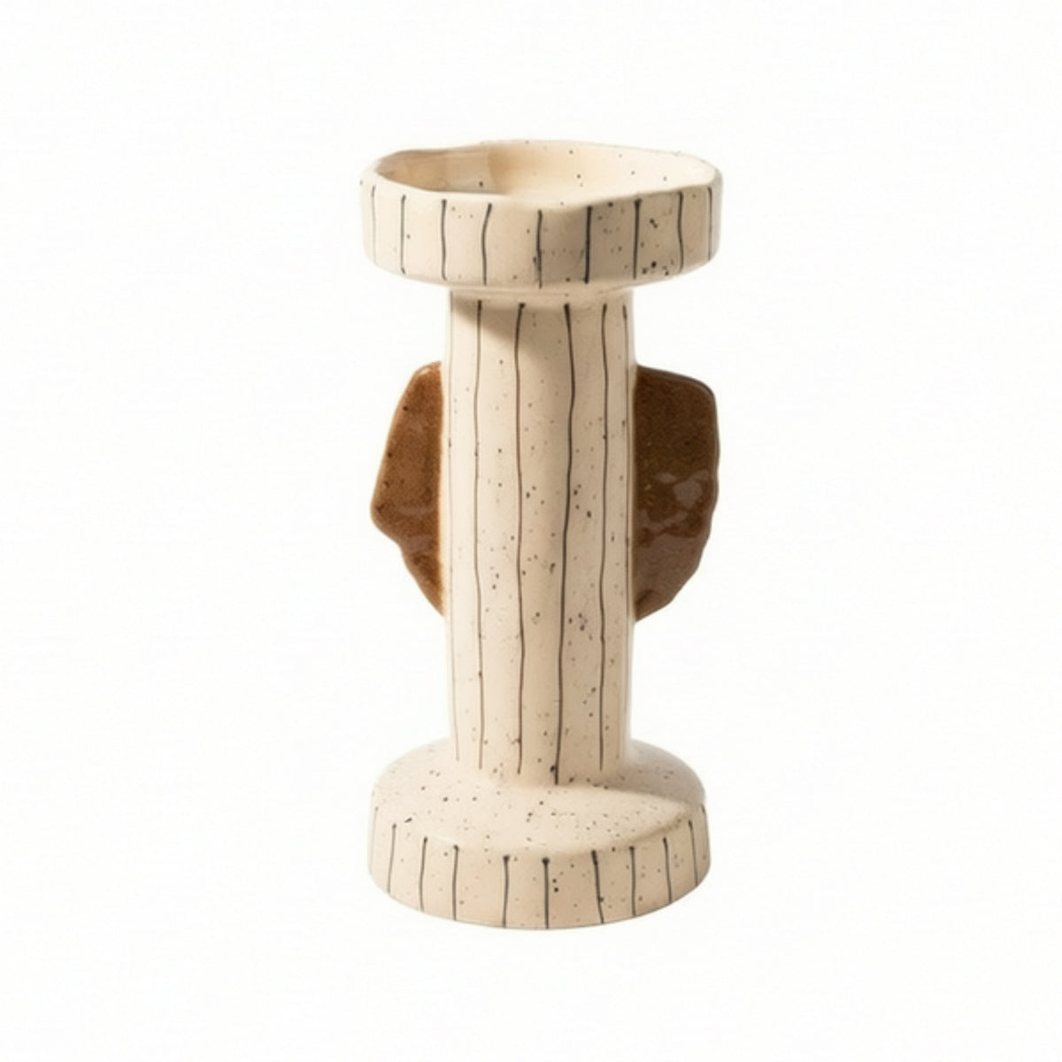 Candlestick with Ears Ceramic-Style Sculptural Candlestick Artful Imperfection Decorative Candle Holder for Decorators