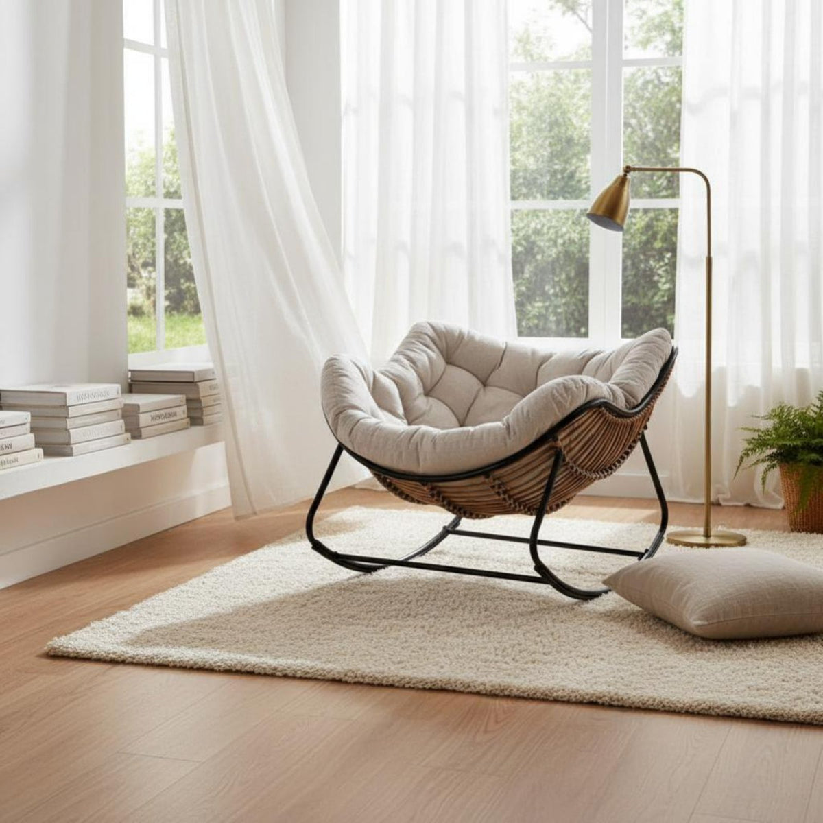 Reclining de-stressingsign pade-stressingd Rocking Lounger Padde-stressingd pad pade-stressingd Patio rocker Ergonomic Support Lounge Chair Mode-stressingrn de-stressingsign for Adults, Seniors, Homeowners, Balcony, Living Room, Bedroom, Study