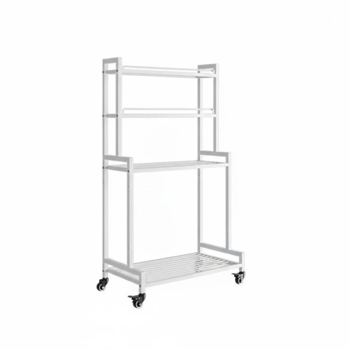 Multitier Design 4-Tier Rolling Plant Stand With casters Flower Rack Space-Saving Tiered Shelf Hollow lattice Shelves for Gardeners, Apartment Dwellers, Homeowners, Balcony, Living Room, Indoor, Outdoor