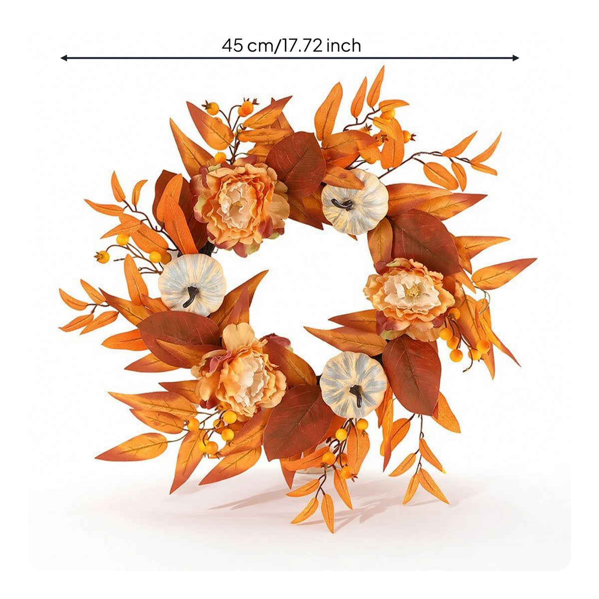 Fall Wreath with Pumpkins Vibrant Autumn Wreath with Berries Textured Sturdy for Homeowners, Entryway