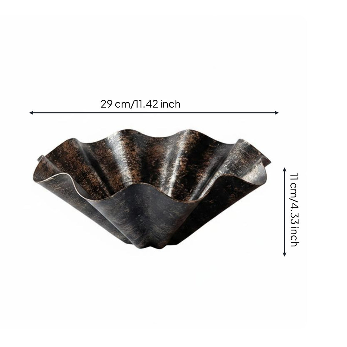 Wrinkled Surface Irregular Decorative Bowl Multi-Purpose Wavy Fruit Bowl Stylish Accent Piece Metal Tray Easy to Clean for Guest House, Hotel, Living Room