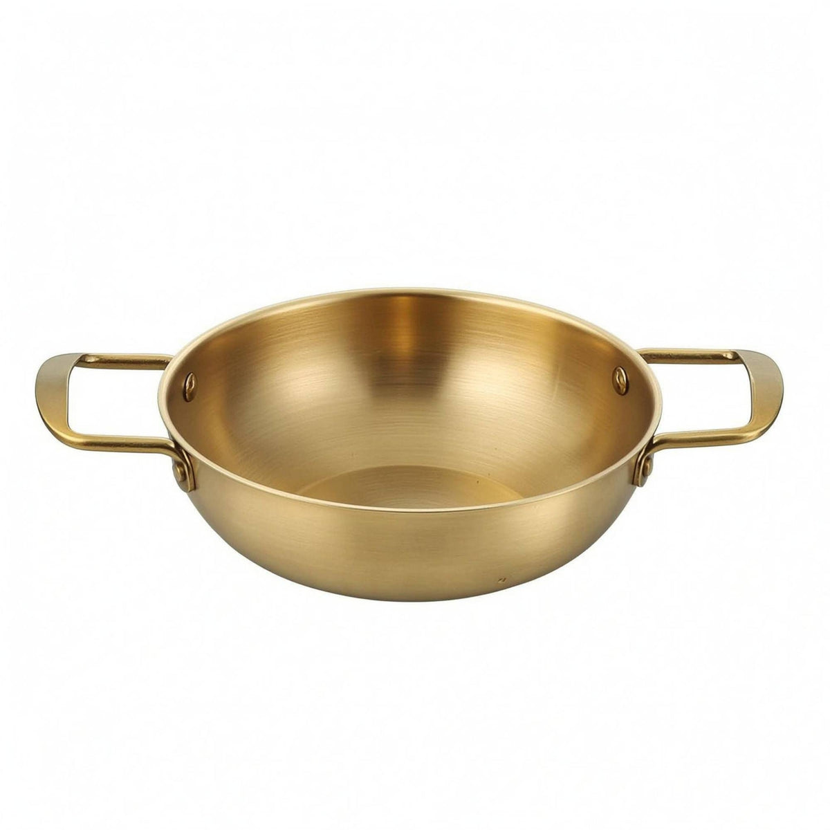 Food Grade Double Handle Soup Pot Riveted Handles Wide Shallow Pot Polished Finish Kitchenware Simple Design