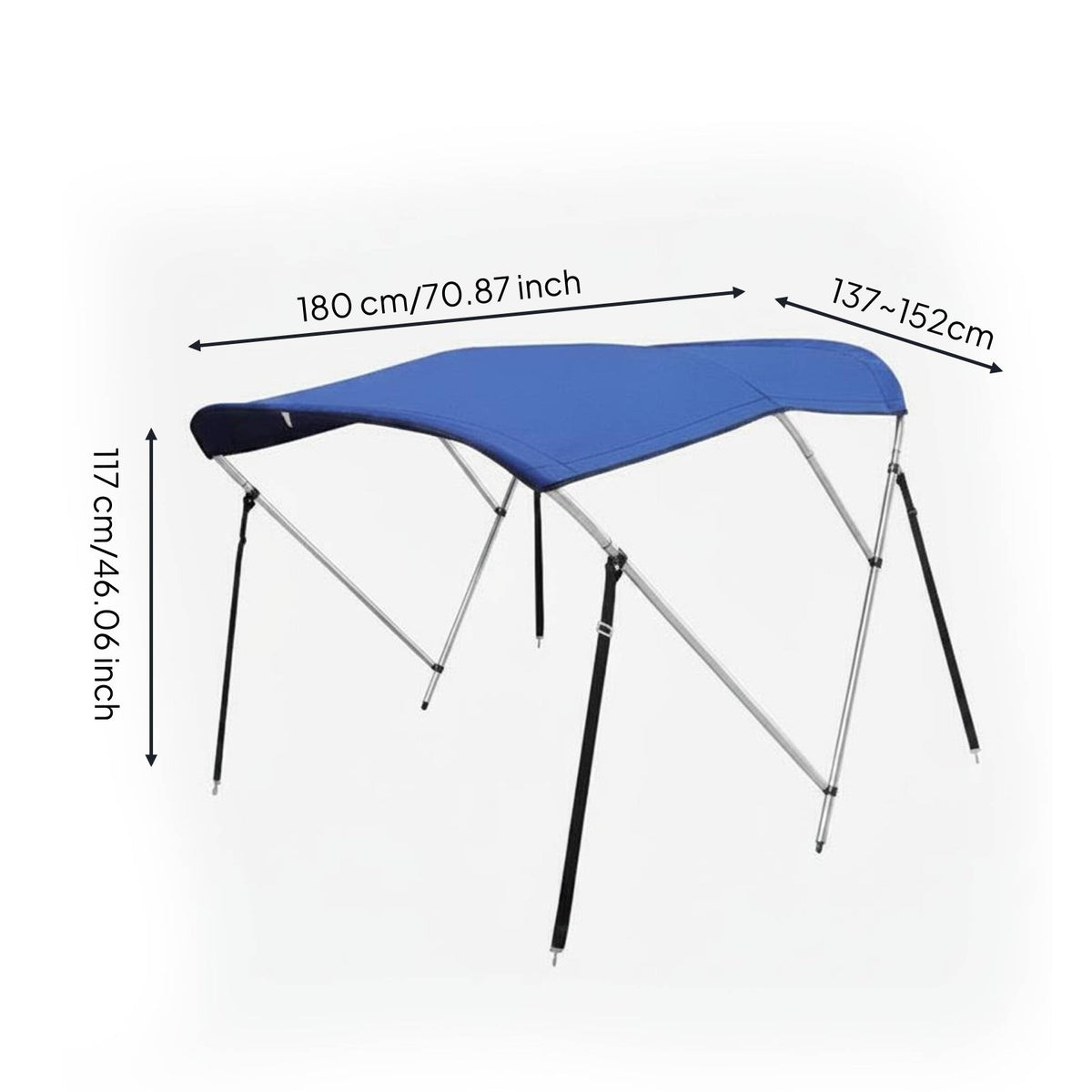 Waterproof Bimini Top 600D Oxford Cloth 4 Bow Bimini Top Protection Aluminum Frame Boat Canopy for Boaters, Fishermen, Yacht