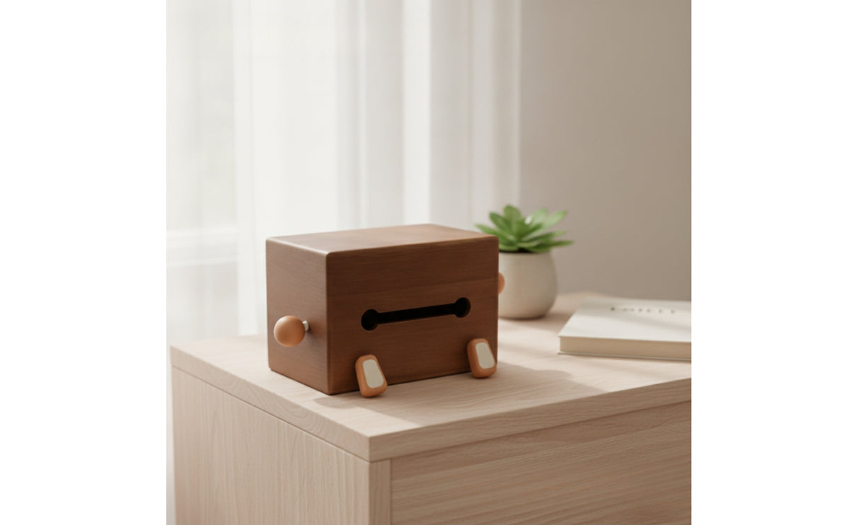 Wooden Tissue Box Cartoon Tissue Box Rectangular for Desktop, Living Room, Office