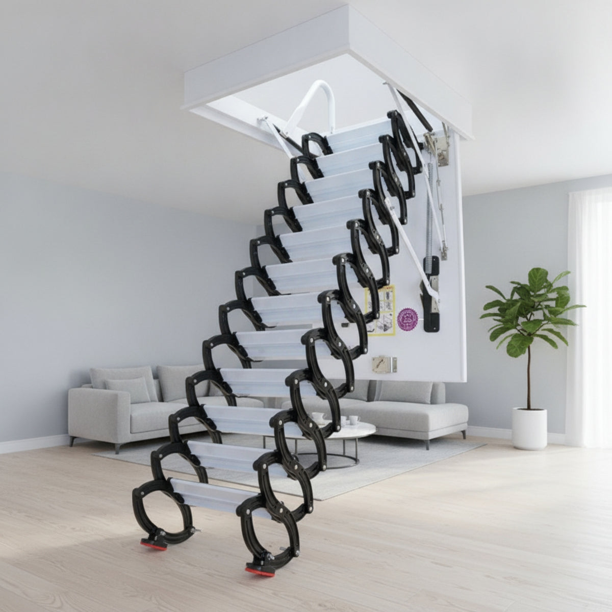 Retractable Attic Stairs Pull down Attic Ladder with Attic Entry panelSaving Folding Loft Staircase for Homeowners, Duplex