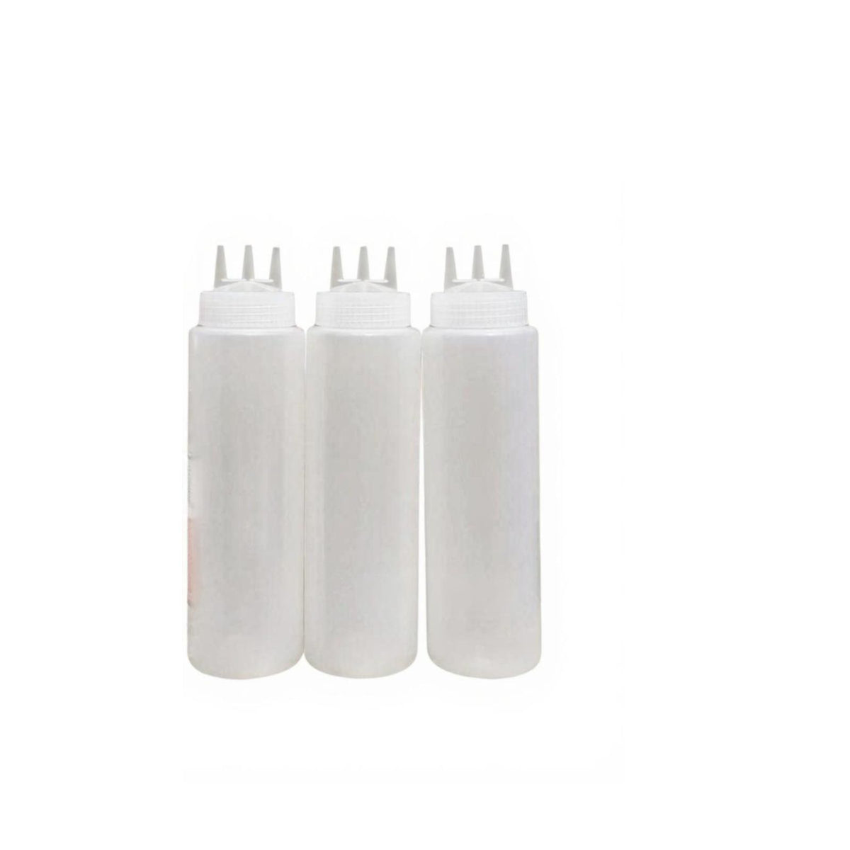 Plastic Squeeze Bottle 3-Hole Condiment Dispenser Wide Mouth