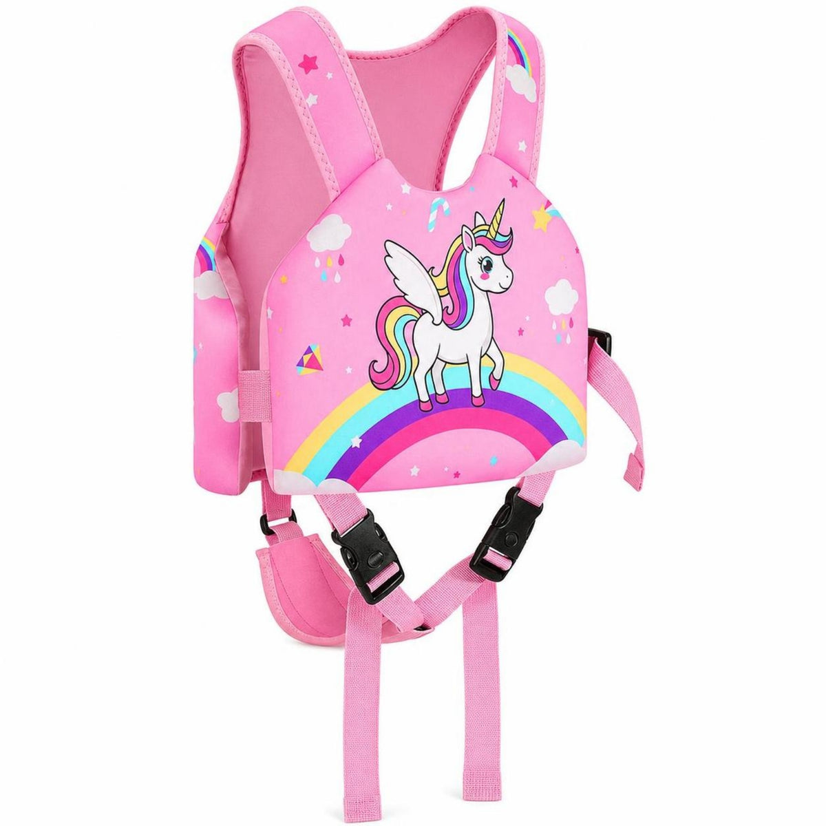 Crotch Strap Swim Flotation Vest Buckle Closures for Swimming, Water Play