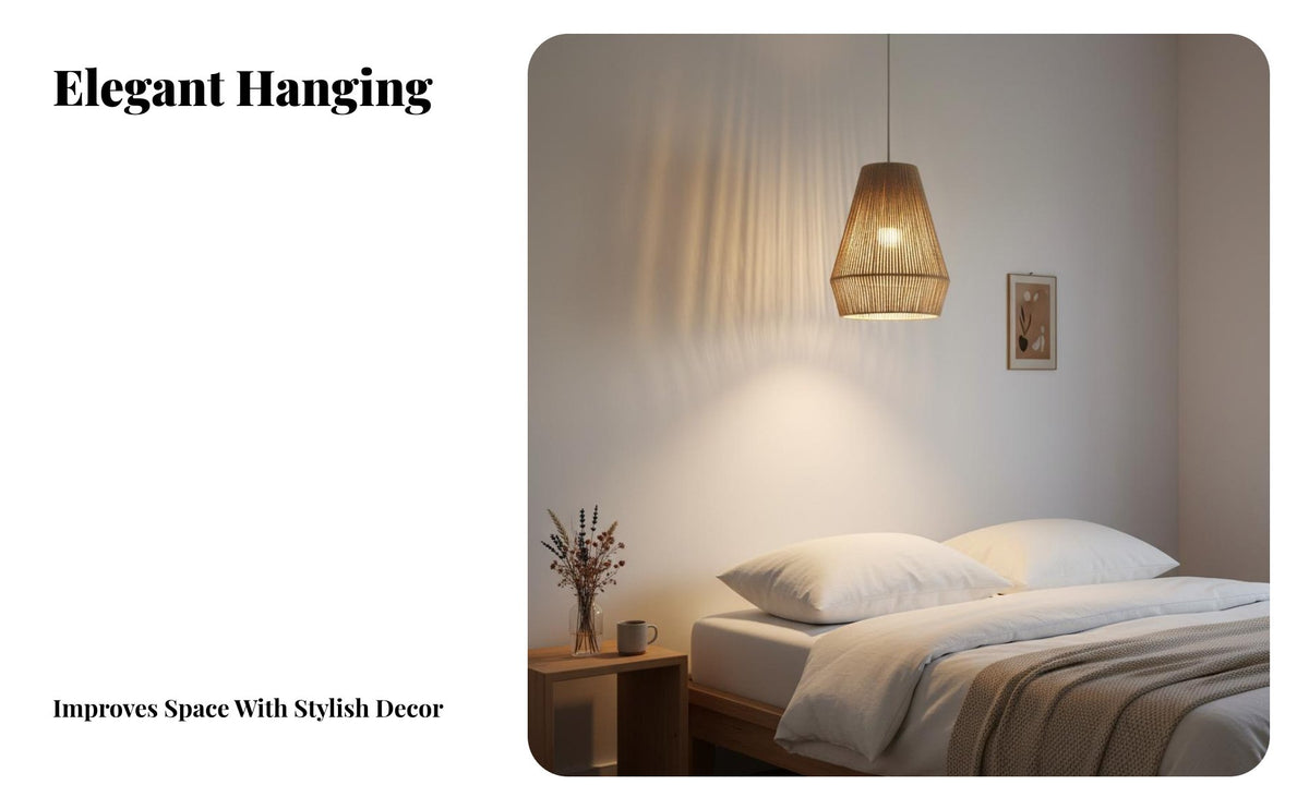 Woven Paper Rope Lampshade Vintage Design Rope Hanging Shade Woven Lamp Shade Simple and Elegant Rattan Design Lampshade
