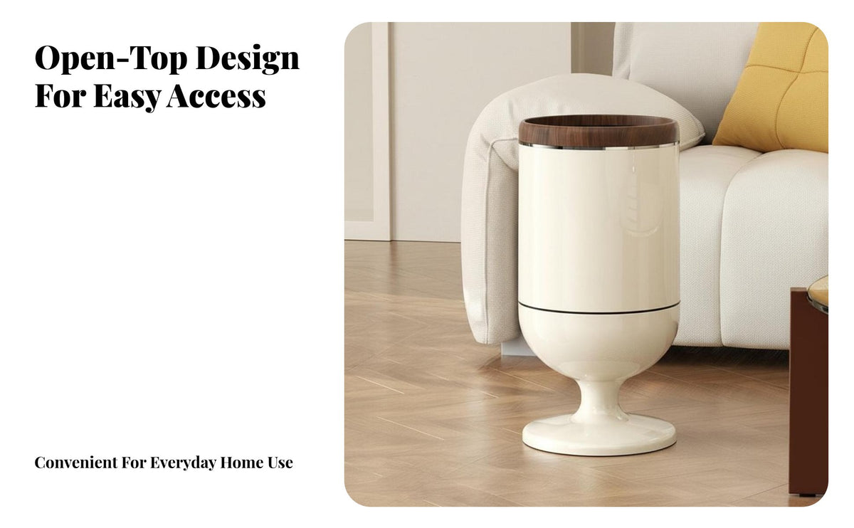 Pedestal Trash Can No-Bend Design Round Trash Can with Legs Large Capacity Push-Top Waste Basket for Seniors, Homeowners, Kitchen, Bedroom, Washroom