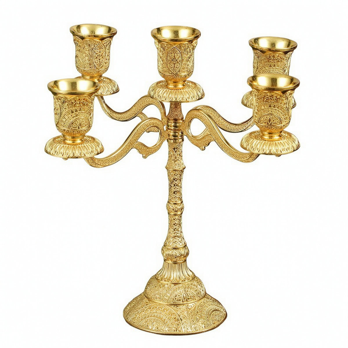 European Style Zinc Alloy Candle Holder with 5 Arms for Table Decor