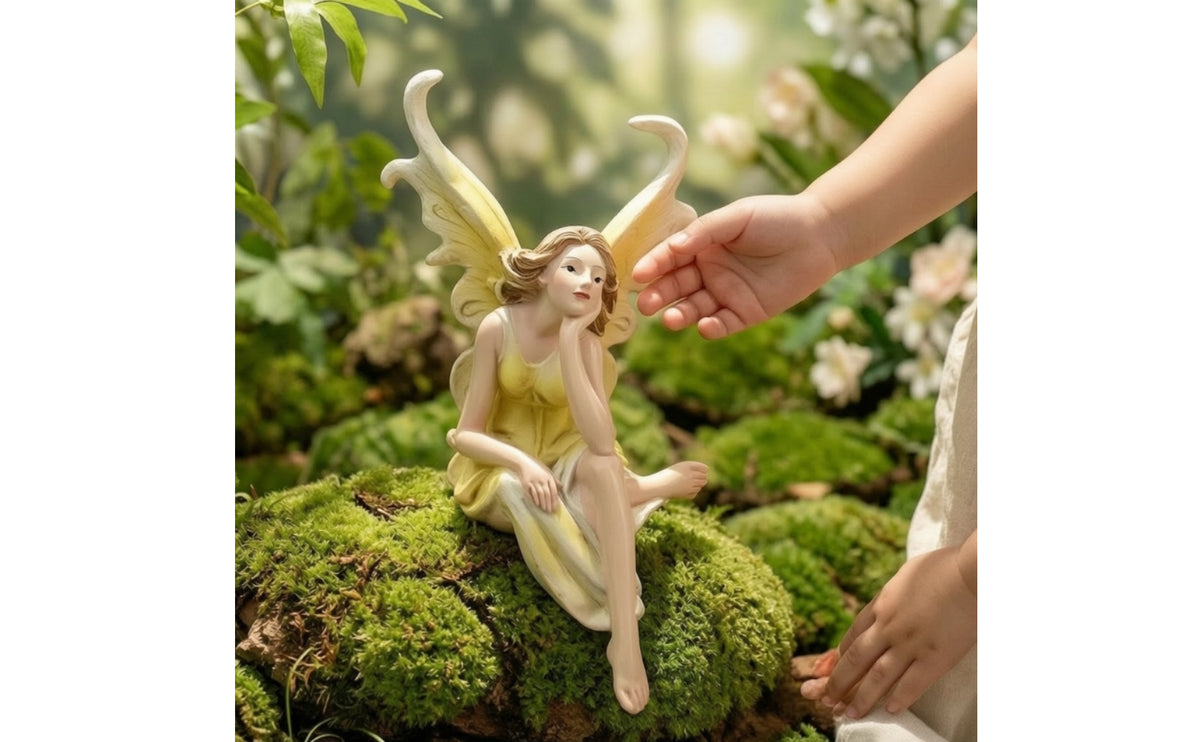 Shelf Sitter Fairy Tabletop Shelf Sitter Cute Sculpture for Bookshelf, Planter