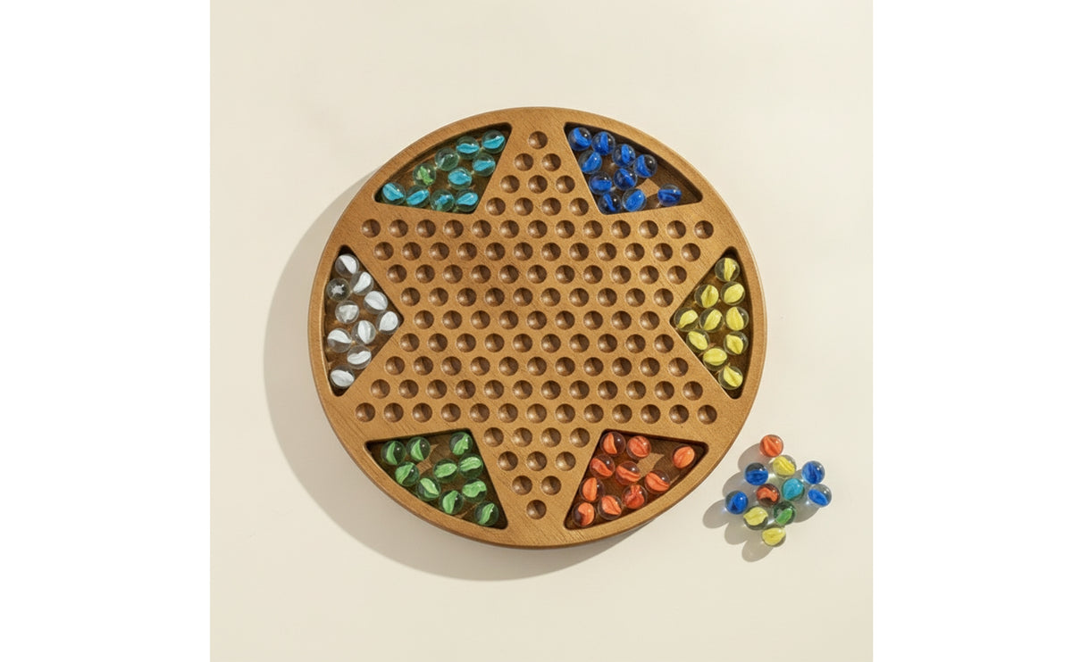Round Marble Strategy Game Compact Marble Board Game Portable Wooden for Families, Students, Home, Classroom