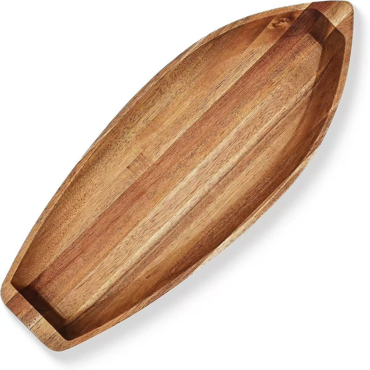 Wooden Boat Shaped Serving Tray Bowl Versatile Entryway Key Tray Decorative Snack Platter for Living Room, Kitchen, Office