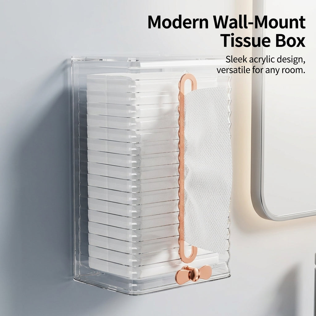 Bedroom and Sink Organizer Box with Wall Mounted Design for Students, Acrylic Rectangular Tissue Holders for Home Use