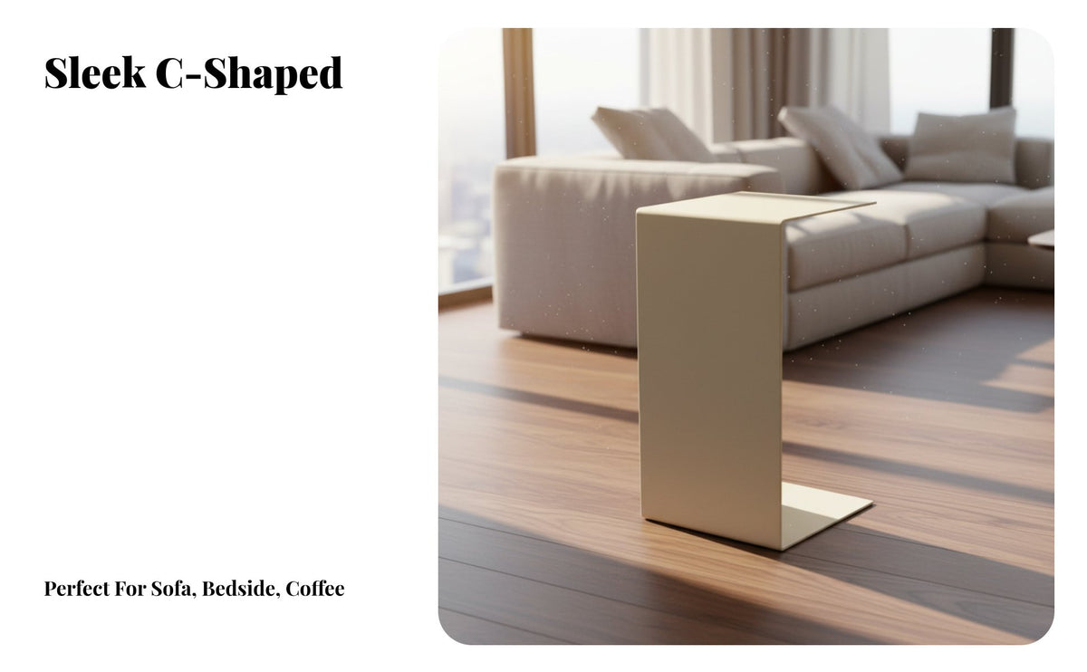 Space-Saving Metal Sofa Table Multi-Functional Slide Under Couch Table Easy to Move Minimalist Laptop Stand Scratch-Resistant for Apartment Dwellers, Design Enthusiasts, Small Areas, Home Office, Couchside, Lounge Area