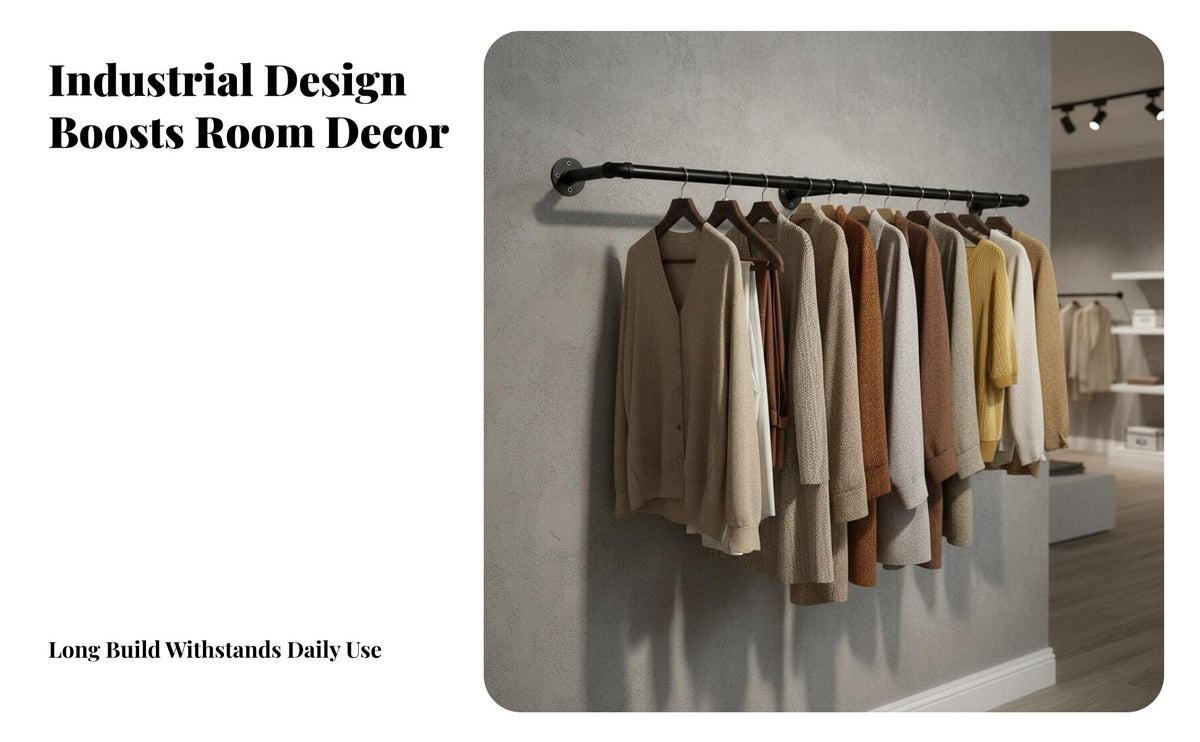 Sturdy and Sturdy Industrial Pipe Clothes Rack Space Saving Industrial Pipe Garment Bar Multifunctional Wall Mounted Clothing Rack for Retailers, DIY Enthusiasts, Homeowners, Closet, Bedroom, Entryway, Laundry Room