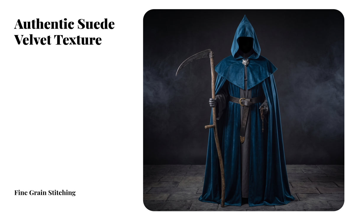 Suede-Like Hooded Cape with Pointed Hood | Smooth Matte Finish, Lightweight Construction, Hooded Cloak, for Cosplay