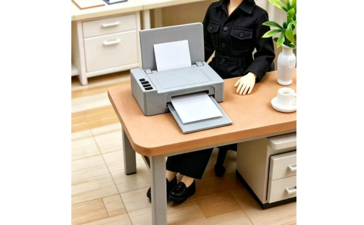 Front Output Tray 1:12 Scale Printer Hinged Rear Support Dollhouse Printer Compact Desk Ornament Plastic for Office Scenes