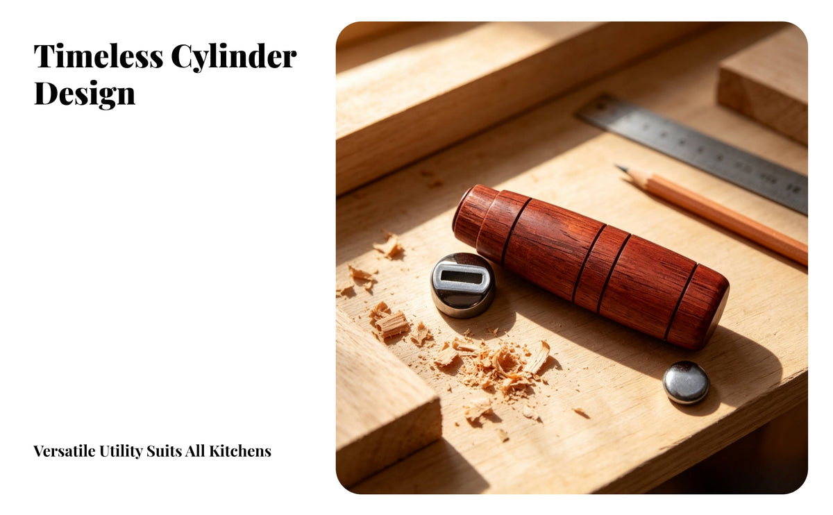 Hardwood Grip Handle with Fittings | Hardwood Construction, Decorative Groove Rings, Wooden Grip with Metal Fittings, for Workshop