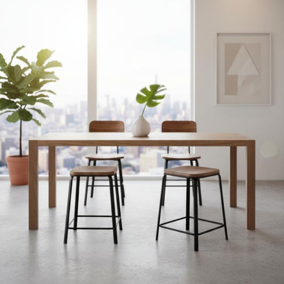 Modern Minimalist Design Stackable Square Stool Space-Saving Backless Seat Long-Lasting Household Furniture Reinforced Frame for Homeowners, Restaurant Owners, Dining Room, Kitchen, Small Apartments, Office