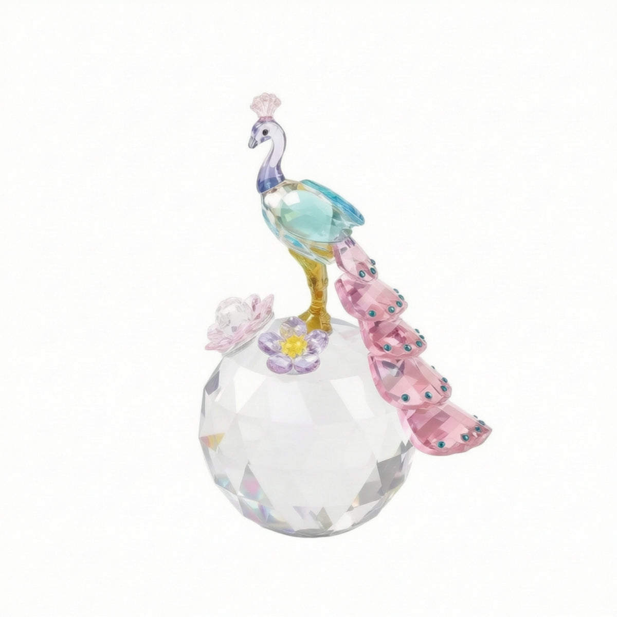 Crystal Peacock Ornament Elegant Crystal Peacock Figurine Tabletop Decoration for Art Lovers