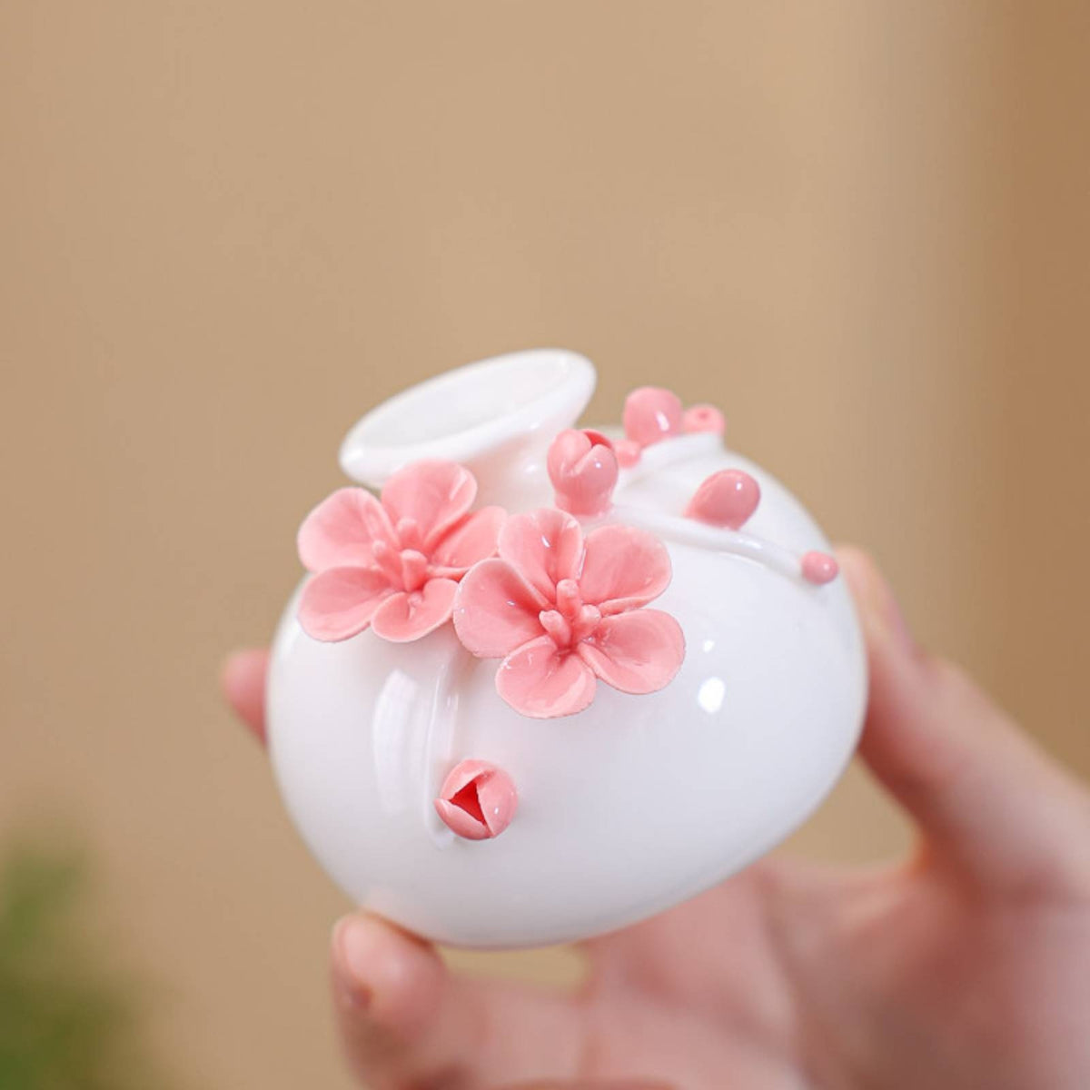 Blossom Ornament Delicate Ceramic Ornament Handcrafted Home Decoration for Collectors, Simplicity Lovers, Desk, Tea Table, Shelf